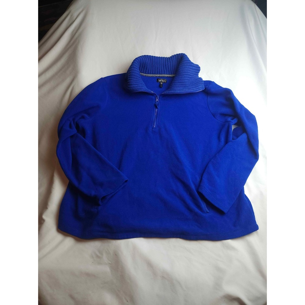Nicole Miller New York Womens XXL Fleece Quarter Zip Pullover Sapphire Blue Mock